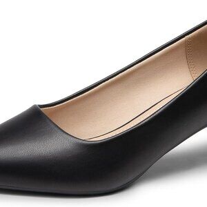 Women's Faux Leather Pumps Kitten Heel 2 Inch Pointed Toe Office Dress Shoes